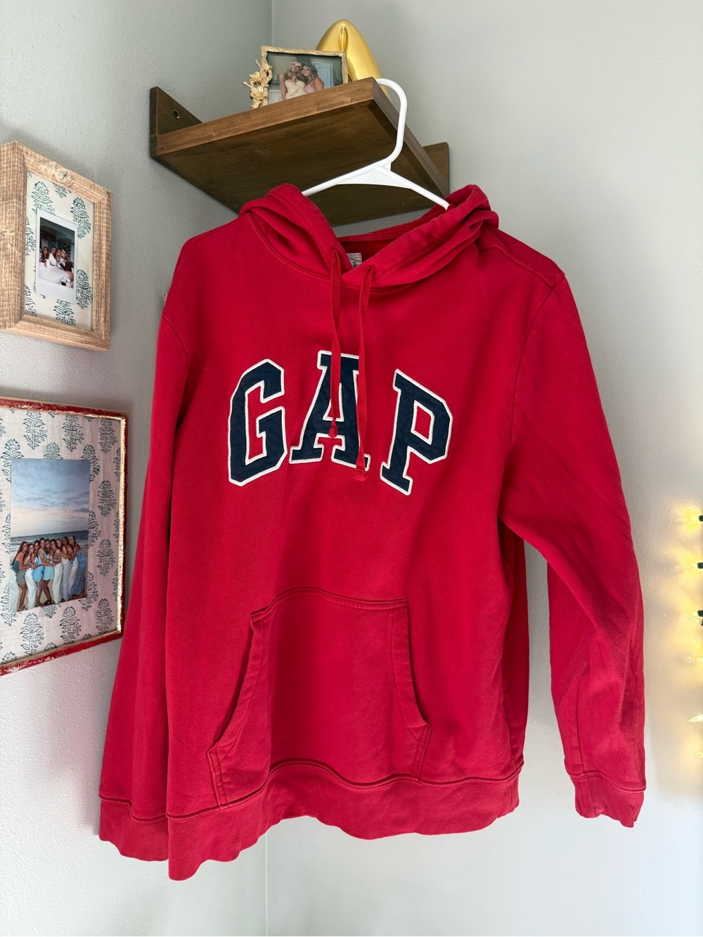 GAP Red Hooded Sweatshirt with Navy Logo